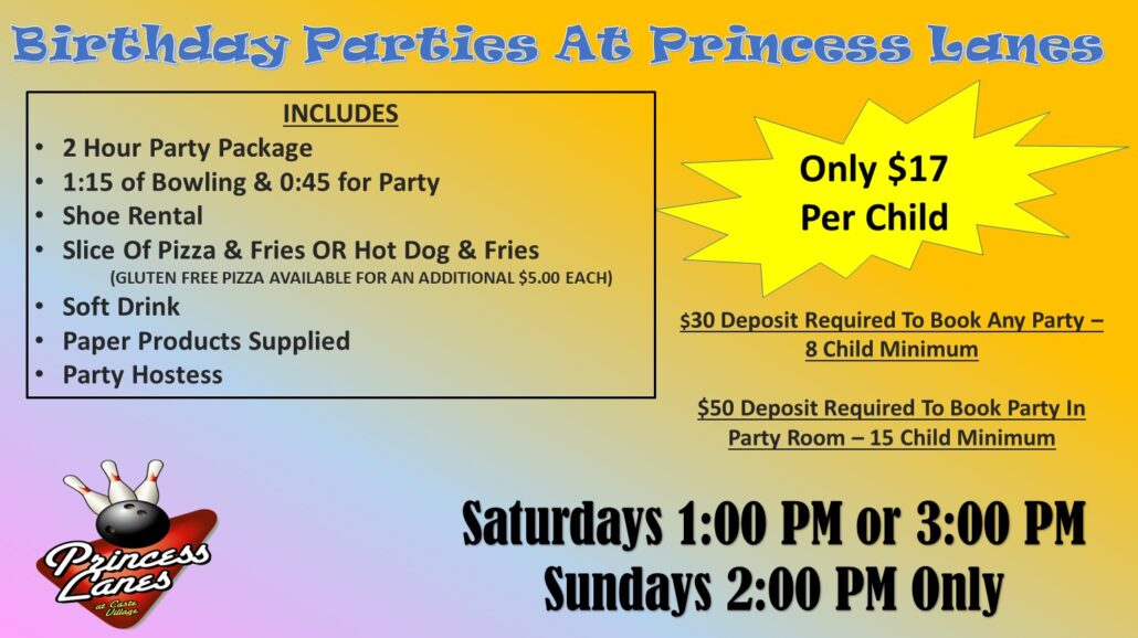 Birthday Parties at Princess Lanes