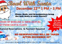 Bowl with Santa December 22nd 1pm -3pm at Princess Lanes