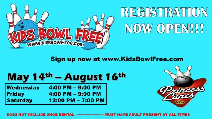 Kids Bowl Free at Princess Lanes Special