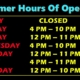 Summer Hours of Operation 2026