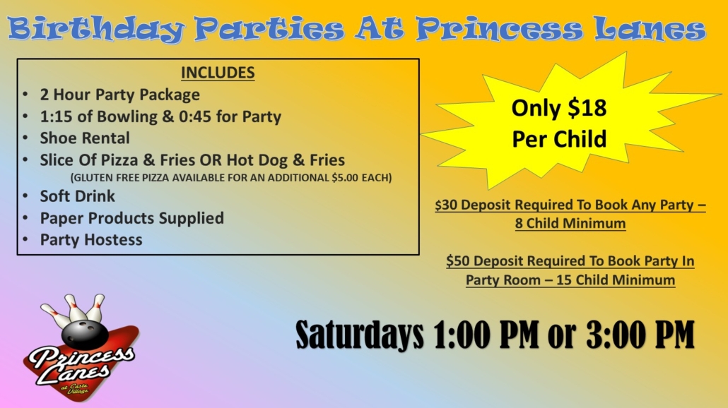 Birthday Parties at Princess Lanes 2026