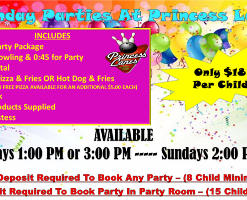 Birthday Parties at Princess Lanes Fall 2026